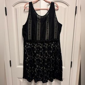 Lane Bryant Black/Tan Lace Overlay Sleeveless Sheath Plus Dress. Size 24